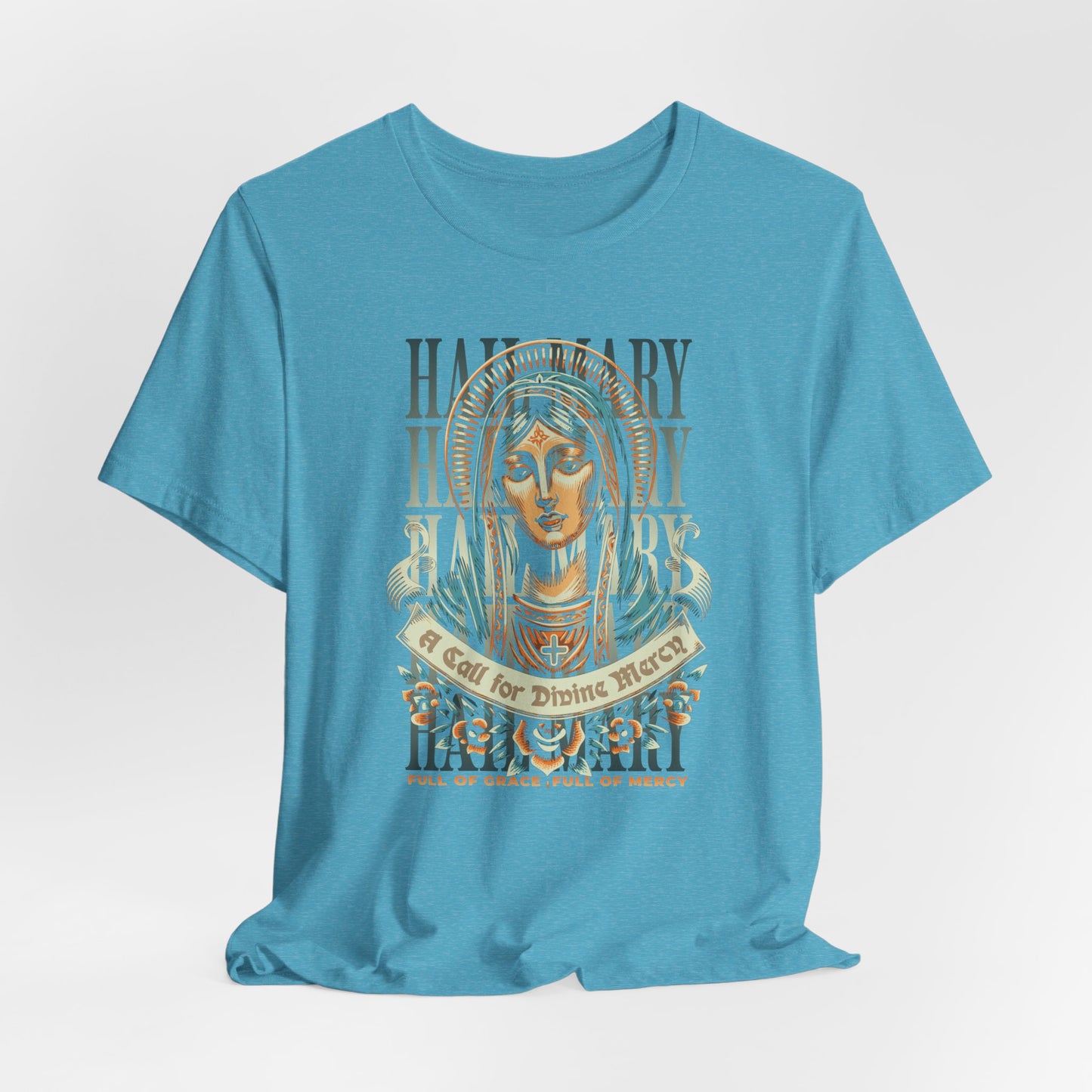 Mary Ave Maria Graphic Tee — 'Ave Maria' Vintage Religious Portrait T‑Shirt