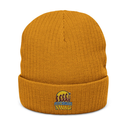 Psychonaut swag, small biz, Ribbed Knit Beanie - Cozy Embroidered Headwear for All Seasons, Winter Fashion, Gift Idea, Casual Style, Outdoor Fun