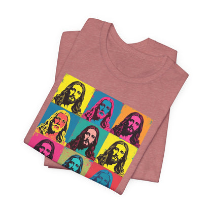 Jesus, Pop Art T-Shirt — Retro Colorful Nine-Panel Graphic Tee