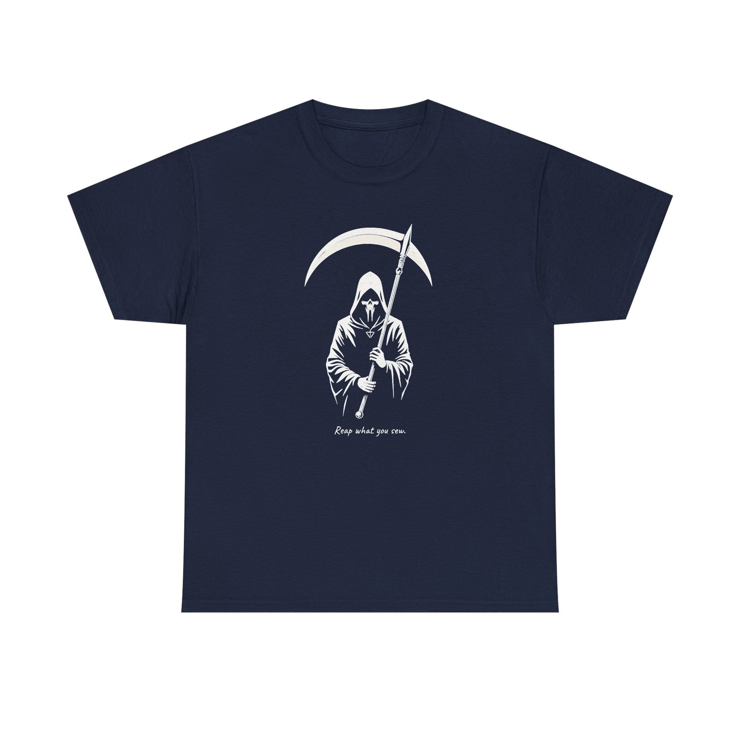 Grim Reaper Scythe T-Shirt — "Reap what you sew” Goth Graphic Tee