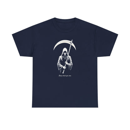 Grim Reaper Scythe T-Shirt — "Reap what you sew” Goth Graphic Tee