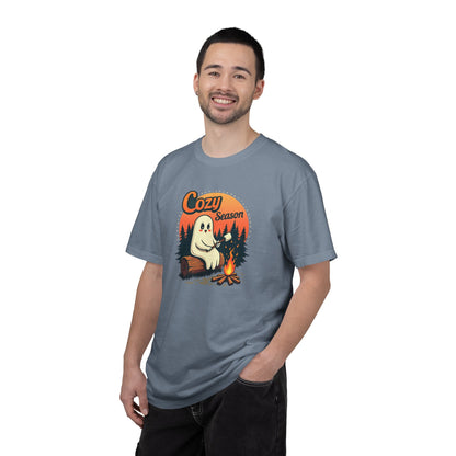 Cozy Season Ghost Tee — Campfire Autumn Graphic T-Shirt