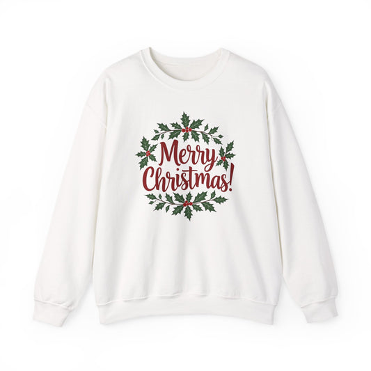 MERRY CHRISTMAS wreath, Crewneck Sweatshirt