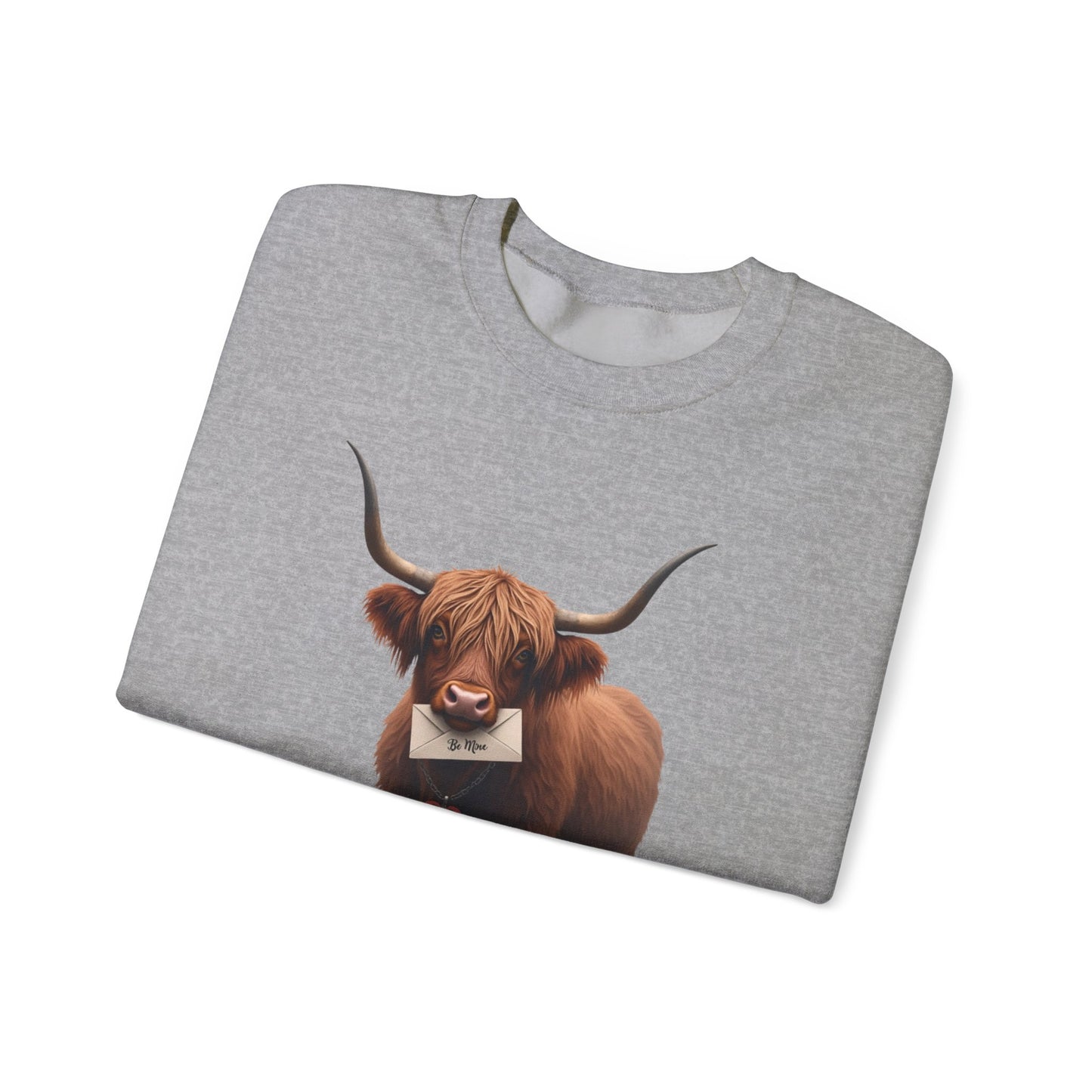 Highland Cow with Valentine, Unisex Heavy Blend™ Crewneck Sweatshirt