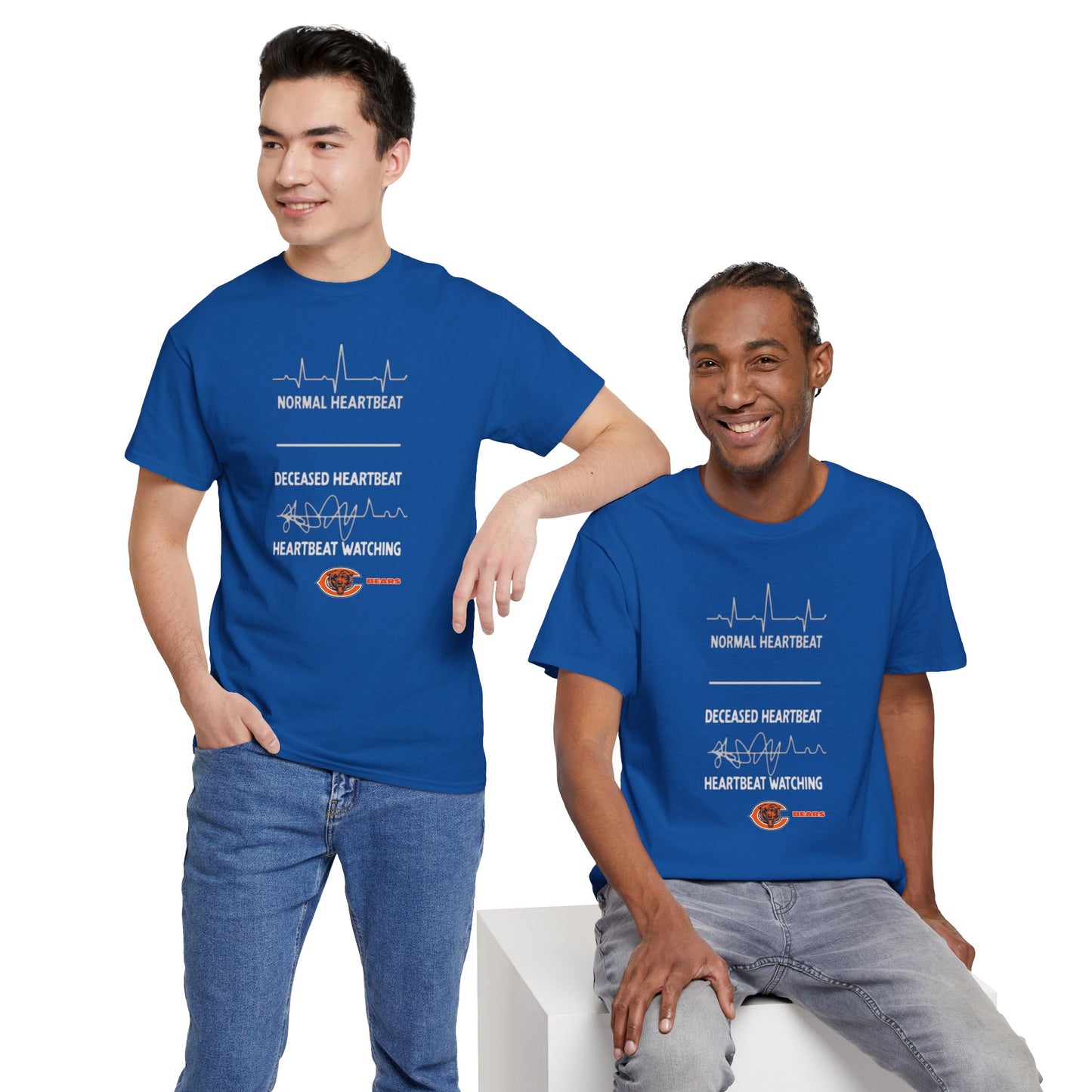 Bears Heartbeat Monitoring Tee — "Normal Heartbeat / Deceased Heartbeat / Heartbeat Watching" Graphic T-Shirt