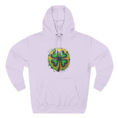 St. Patrick's Watercolor Shamrock Hoodie — Green Four-Leaf Luck Pullover