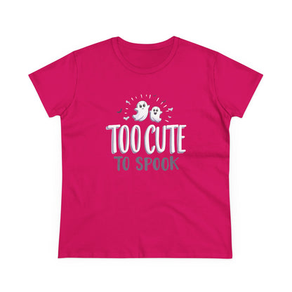 Too Cute to Spook Women's Cotton Tee, Halloween T-Shirt, Ghostly Graphic Tee, Casual Fall Apparel, Fun Halloween Outfit
