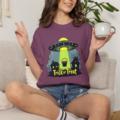 Halloween UFO Trick or Treat T-Shirt — Alien Abduction Spooky Tee