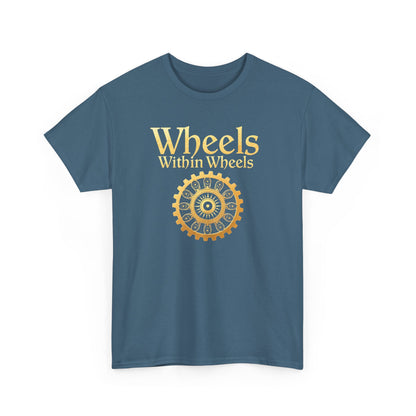 Wheels within wheels, Unisex Heavy Cotton Tee, Casual Wear, Gift for Cyclists, Graphic T-Shirt, Birthday Gift, Summer Style - Psychonaut Swag