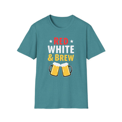Red White & Brew Shirt, Gift for Dad, Fourth of July Apparel, BBQ Party Wear - Psychonaut Swag