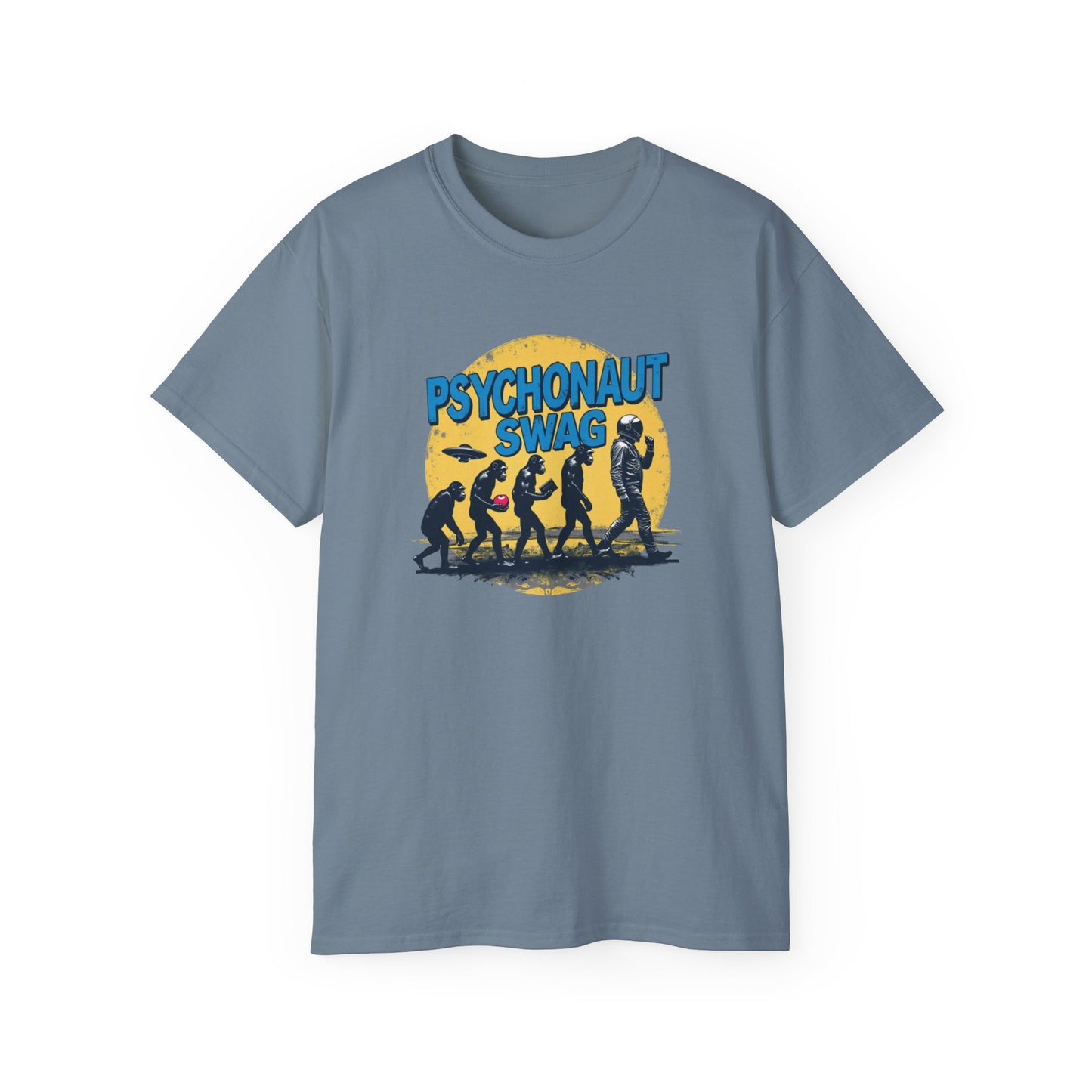Psychonaut Evolution of Man Sunset, Unisex Tee, Retro Graphic T-Shirt, Music Festival Attire, Gift for Gamers, Casual Streetwear