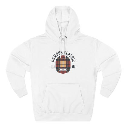 Campfire Classic Plaid Hoodie — Vintage Camping Fleece Pullover