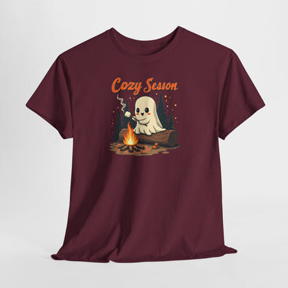 Cozy Season Tee — Cute Ghost Campfire Halloween T-Shirt