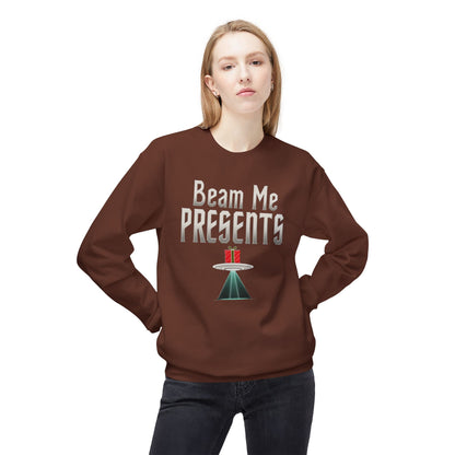 Crewneck Sweatshirt — "Beam Me Presents" UFO Holiday Gift Sweatshirt