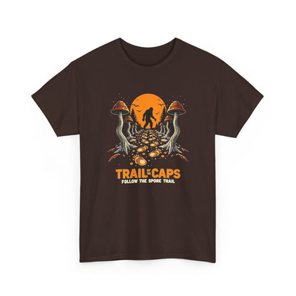 Trailcaps Mushroom Tee — “Follow the Spore Trail” Forest Adventure Shirt
