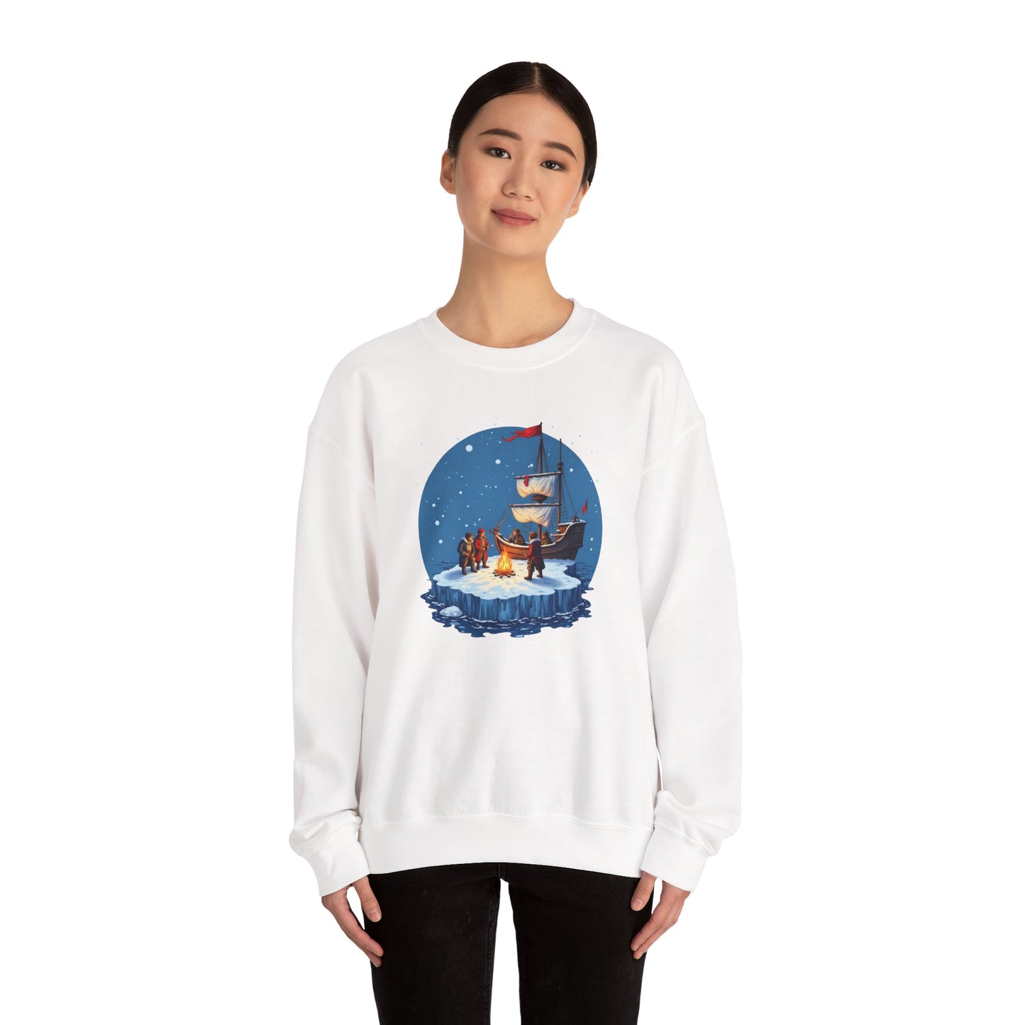 Viking Longship Bonfire, Christmas sweatshirt, Crewneck Sweatshirt