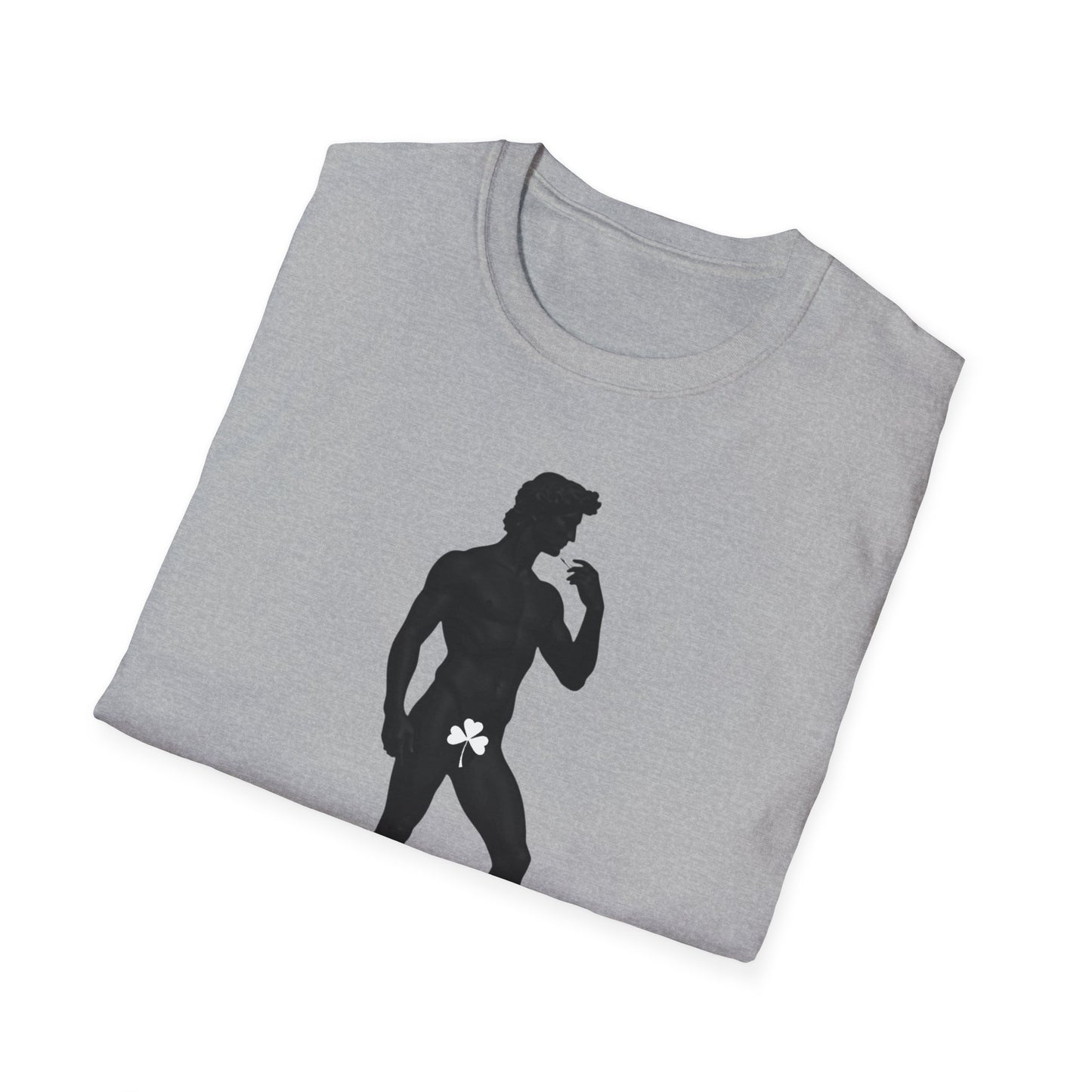 Statue with Clover Leaf — Classic Michelangelo David Silhouette Tee