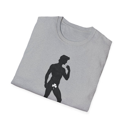 Statue with Clover Leaf — Classic Michelangelo David Silhouette Tee