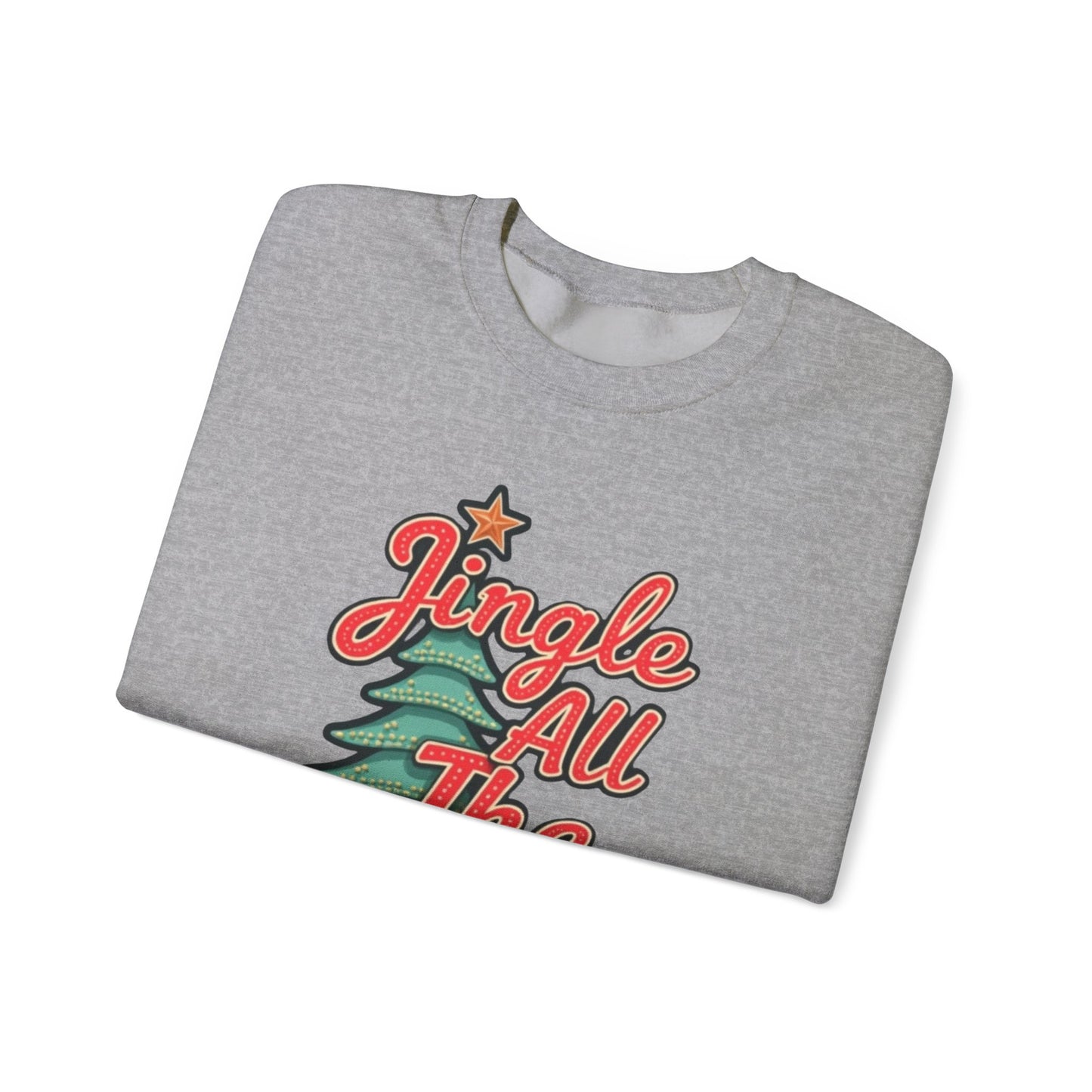 Christmas Sweatshirt — "Jingle All The Way" Retro Tree Holiday Crewneck
