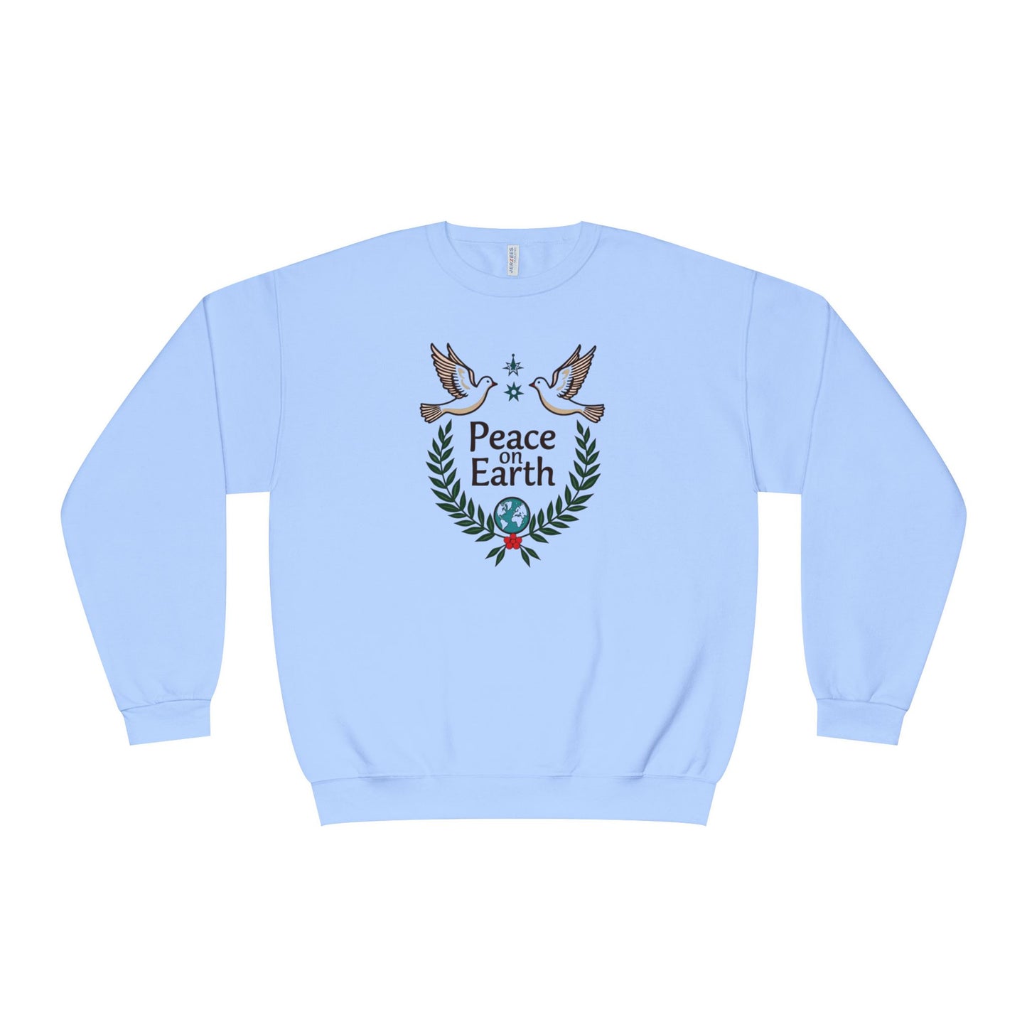 Peace on Earth Crewneck Sweatshirt — Holiday Dove & Laurel Graphic