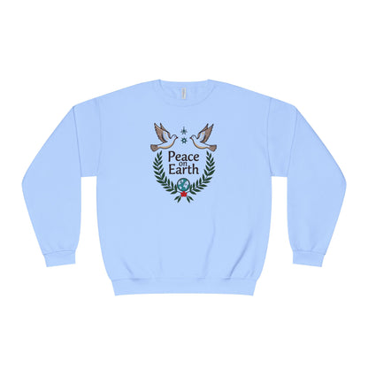 Peace on Earth Crewneck Sweatshirt — Holiday Dove & Laurel Graphic
