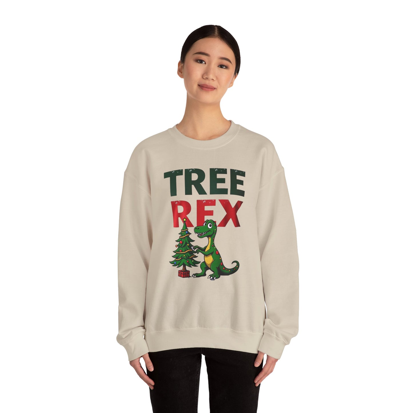 Tree Rex Christmas Sweatshirt — Funny Dino Holiday Crewneck