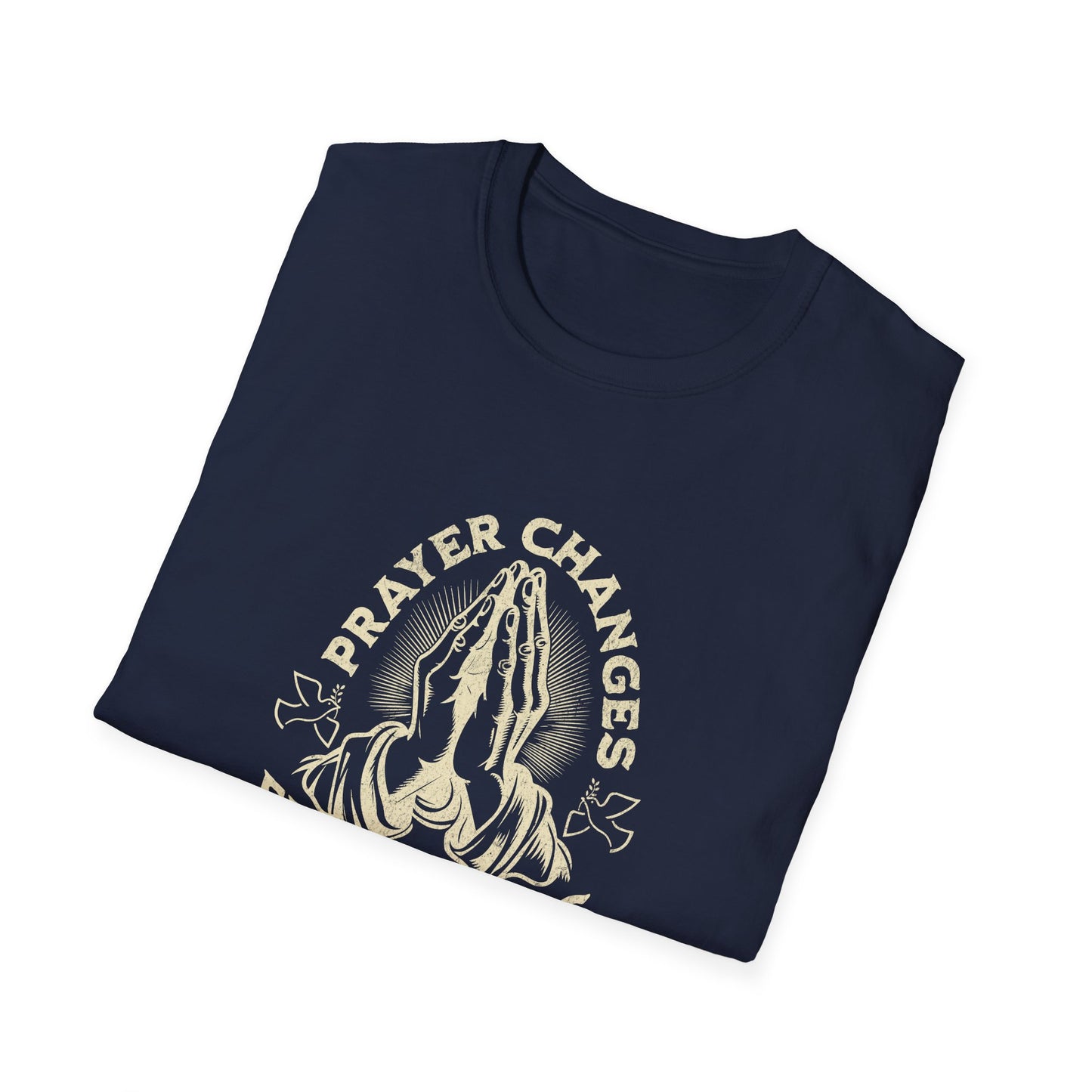 Prayer Changes Everything T-Shirt — Vintage Praying Hands Christian Tee
