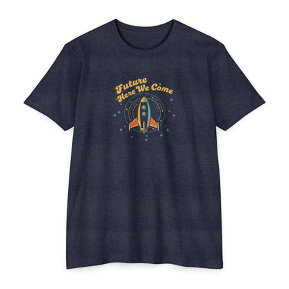 Retro Rocket T-Shirt - "Future Here We Come" Vintage Space Tee