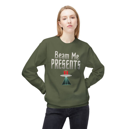 Crewneck Sweatshirt — "Beam Me Presents" UFO Holiday Gift Sweatshirt