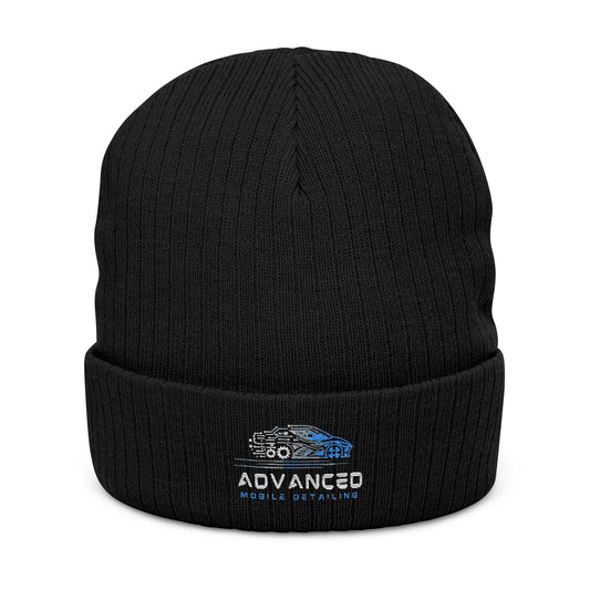 Advanced Mobile Detailing, Embroidered Ribbed Knit Beanie | Cozy Winter Hat, Gift for Him/Her, Stylish Accessories, Outdoor Essentials, Custom Beanie