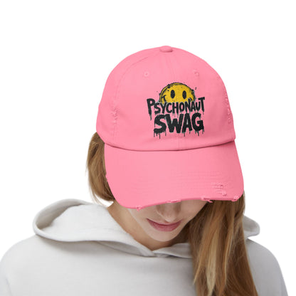 Psycho Unisex Distressed Cap, Cool Casual Hat, Streetwear Accessory, Gift for Trendsetters, Festival Gear, Summer Vibes - Psychonaut Swag