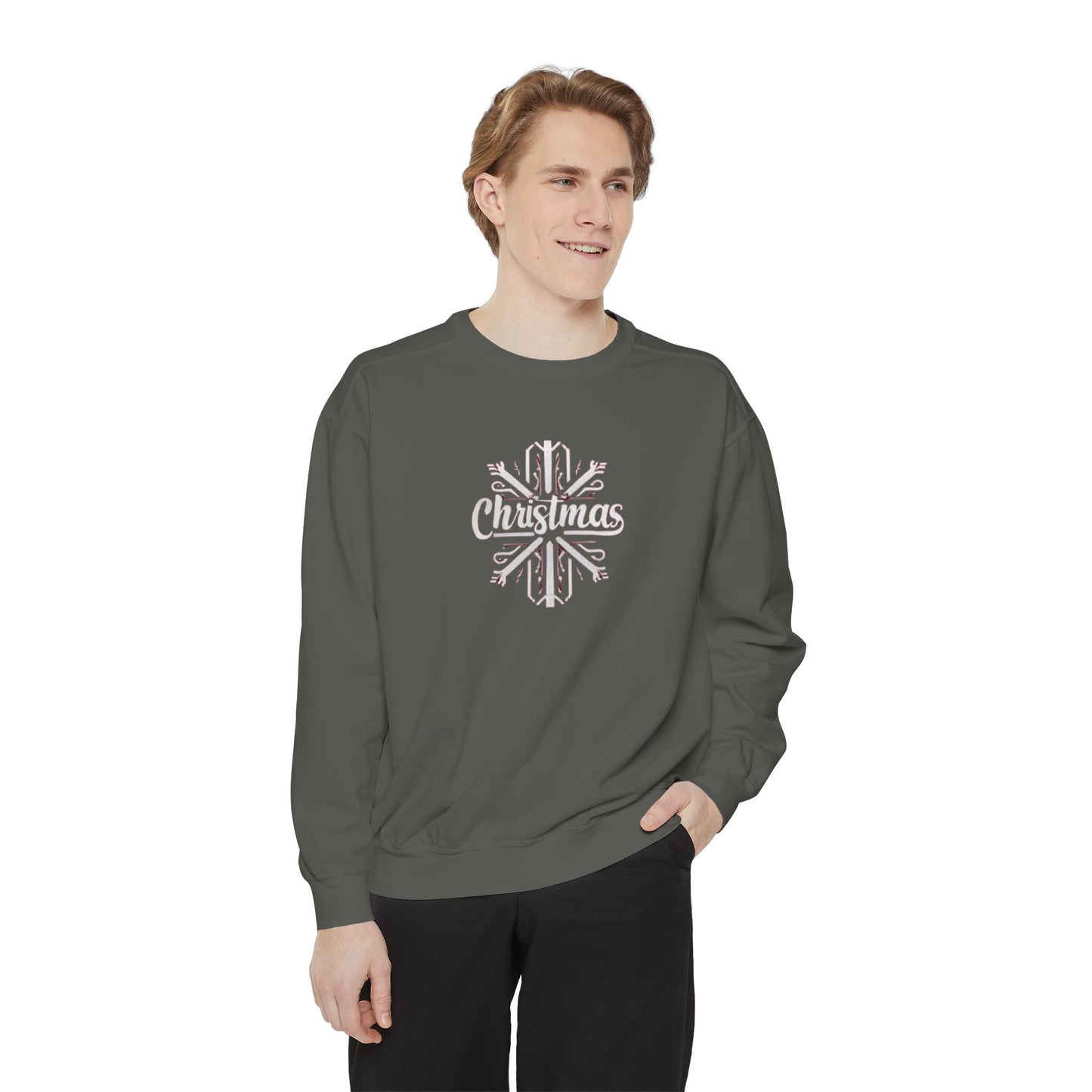 Christmas Snowflake, Unisex Garment-Dyed Sweatshirt