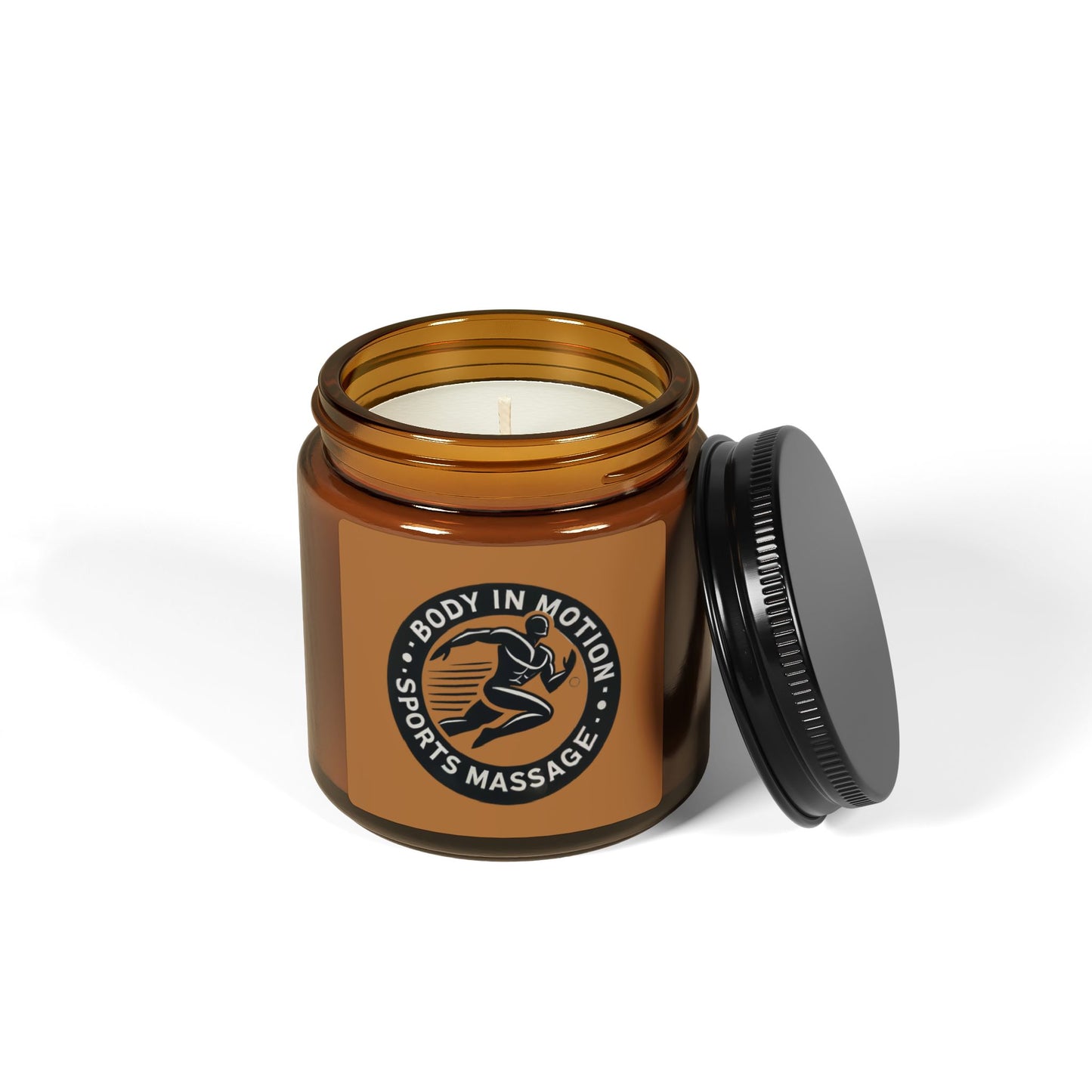 Sports Massage, Aromatherapy Soy Candle — 'Body in Motion' Sports Massage Scented Amber Jar