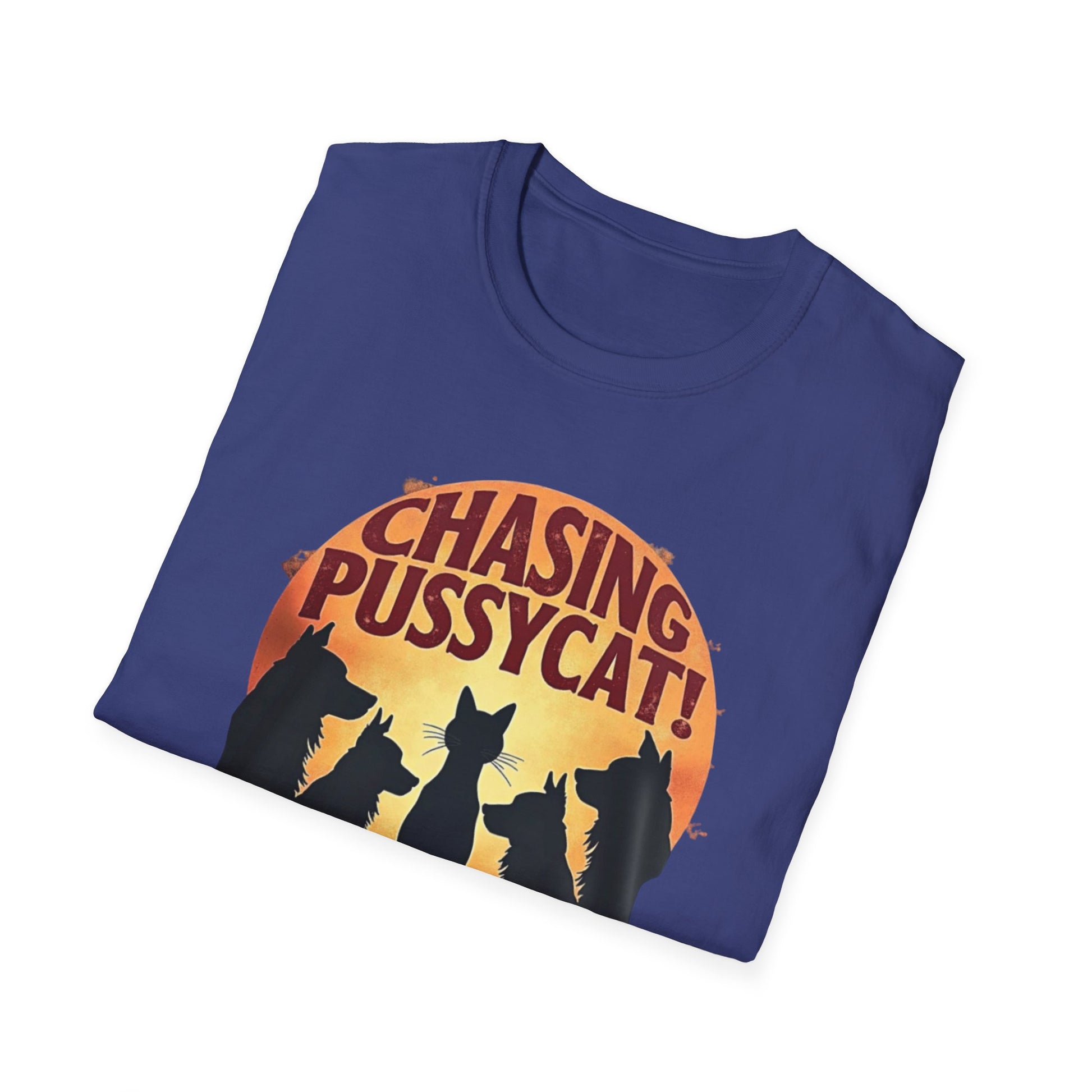 Chasing Pussycat Unisex Softstyle T-Shirt, Fun Cat Lovers Tee, Gift for Animal Enthusiasts, Quirky Casual Wear, Perfect for Festivals [...] - Psychonaut Swag