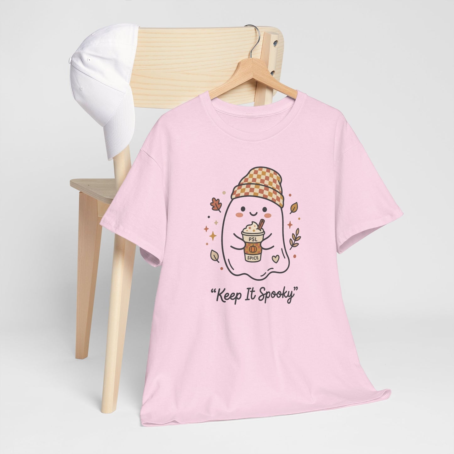 Keep It Spooky Ghost Tee — Cute Fall Halloween Shirt with Pumpkin Latte
