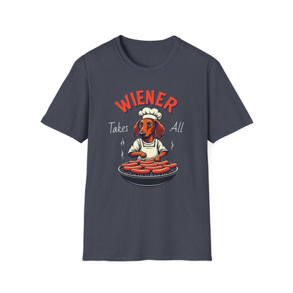 Wiener takes all, Dog Humor T-Shirt, Funny Pet Lover Gift, Cute Dog Tee, Unisex Funny Shirt, Dog Lover's Apparel - Psychonaut Swag