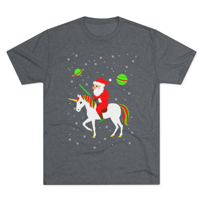 Christmas Space Santa Riding Unicorn T‑Shirt