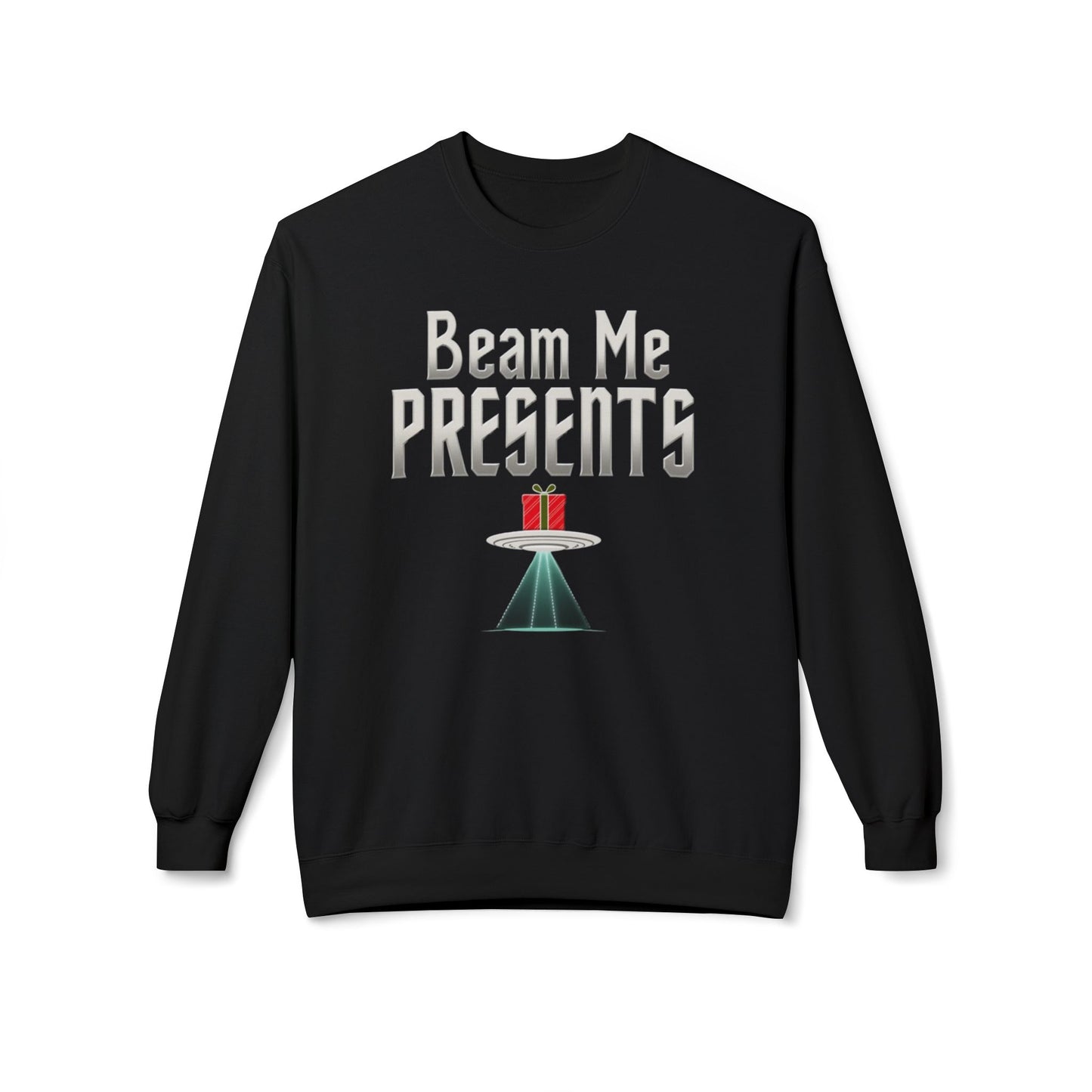 Crewneck Sweatshirt — "Beam Me Presents" UFO Holiday Gift Sweatshirt