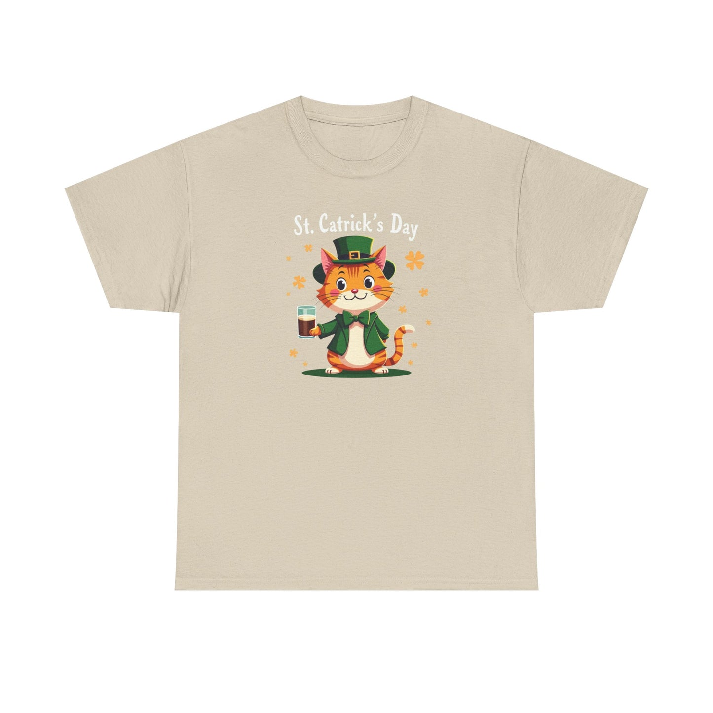 St. Patrick’s Day Cat T-Shirt — Cute Leprechaun Kitty with Beer
