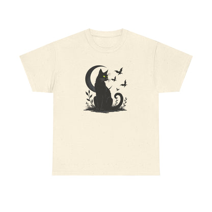 Black Cat Moon T‑Shirt — Gothic Cat Silhouette Tee