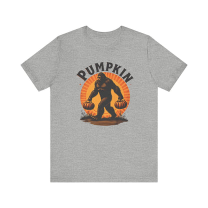 Pumpkin Bigfoot T-Shirt – Unisex Harvest Tee for Fall, Halloween, Autumn Celebrations, Gift for Nature Lovers, Casual Wear