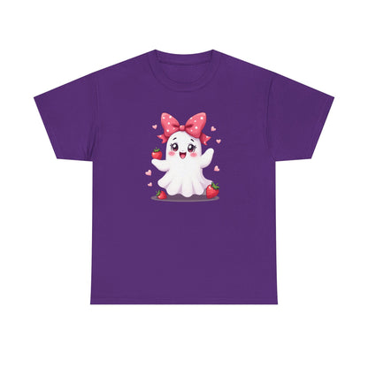 Cute Ghost Strawberry Unisex Tee, Perfect for Halloween, Gift, Casual Wear, Festival Shirt, Summer Vibes, Kawaii Apparel