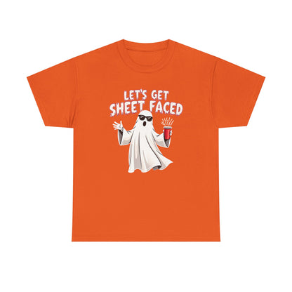 Let's Get Sheet Faced Ghost T‑Shirt — Funny Halloween Party Tee