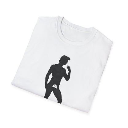 Statue with Clover Leaf — Classic Michelangelo David Silhouette Tee