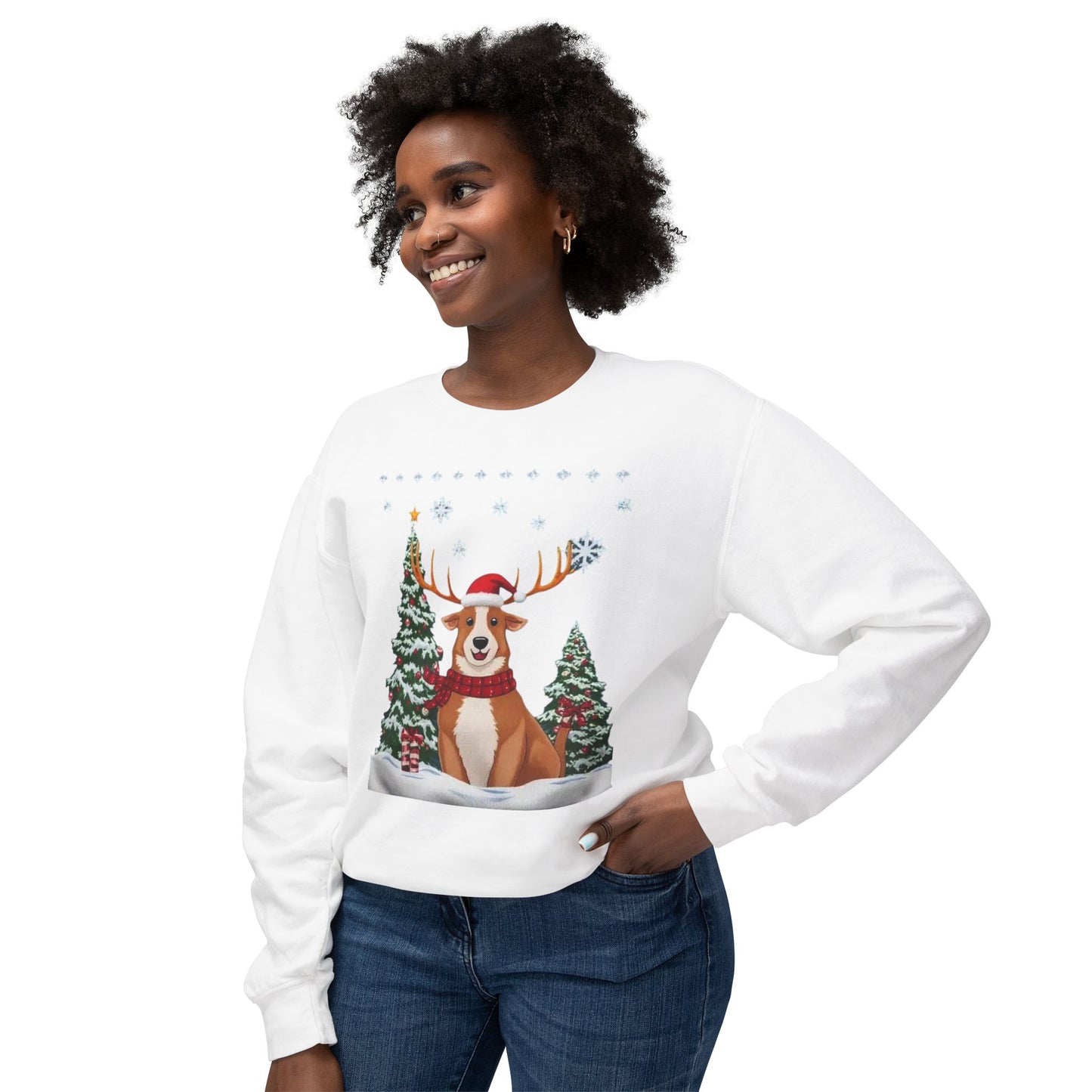 Christmas Corgi Sweatshirt - Festive Dog Reindeer Holiday Crewneck