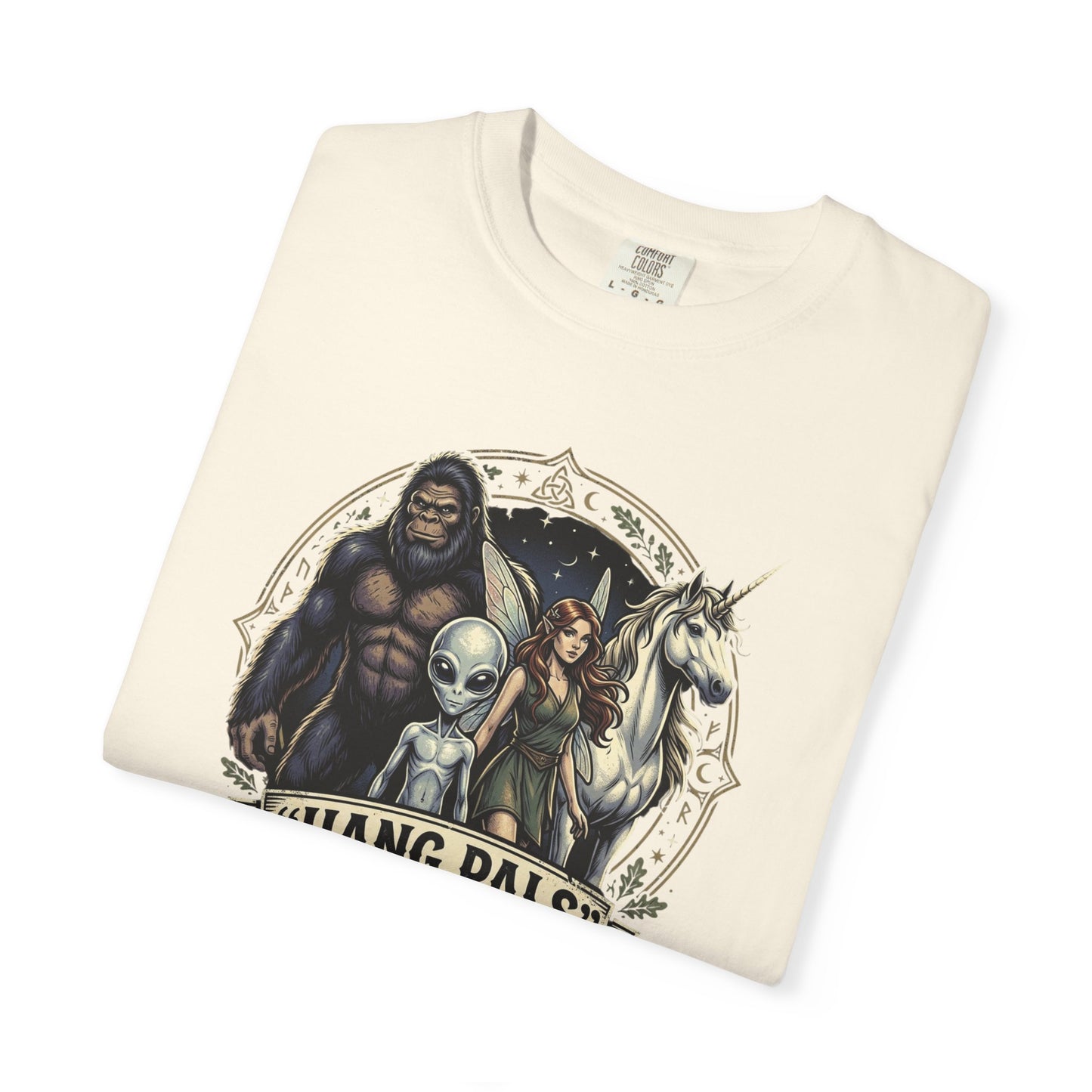 Hang Pals Graphic T-Shirt — Bigfoot, Alien & Unicorn Funny Crew Tee
