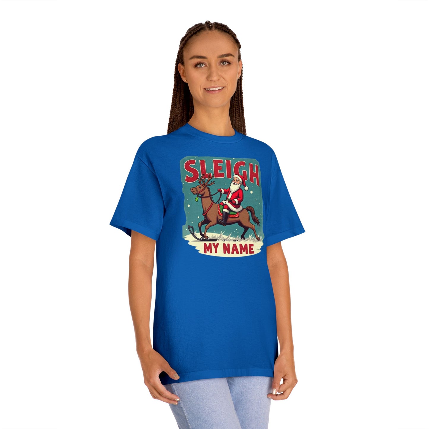 Sleigh My Name Christmas Tee — Personalized Santa Reindeer Holiday Shirt