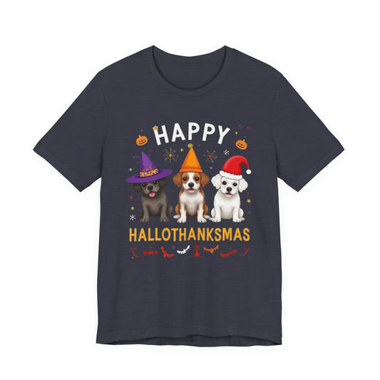 Holiday Trifecta tee, Funny Halloween T-Shirt for Parties, Unisex Short Sleeve Tee, Spooky Holiday Apparel, Gift for Halloween Lovers