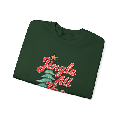 Christmas Sweatshirt — "Jingle All The Way" Retro Tree Holiday Crewneck