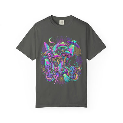 Psychedelic Mushroom Graphic T-Shirt — Neon Space Trippy Art